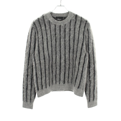 セーター ニット クルーネック ストライプ ウール モヘヤ グレー ブラック スリーワンフィリップリム トップス 3.1 Phillip Lim