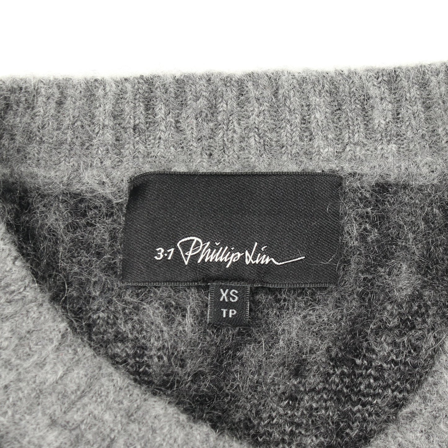 セーター ニット クルーネック ストライプ ウール モヘヤ グレー ブラック スリーワンフィリップリム トップス 3.1 Phillip Lim