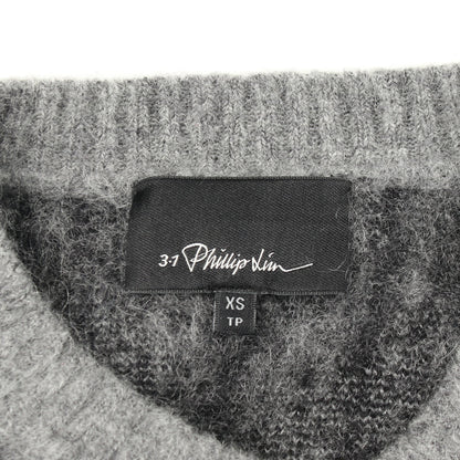 セーター ニット クルーネック ストライプ ウール モヘヤ グレー ブラック スリーワンフィリップリム トップス 3.1 Phillip Lim