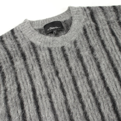 セーター ニット クルーネック ストライプ ウール モヘヤ グレー ブラック スリーワンフィリップリム トップス 3.1 Phillip Lim