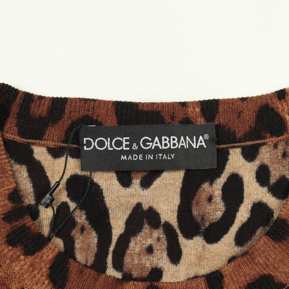 レオパード ノースリーブ ニット ウール ブラウン マルチカラー ドルチェアンドガッバーナ トップス DOLCE&GABBANA