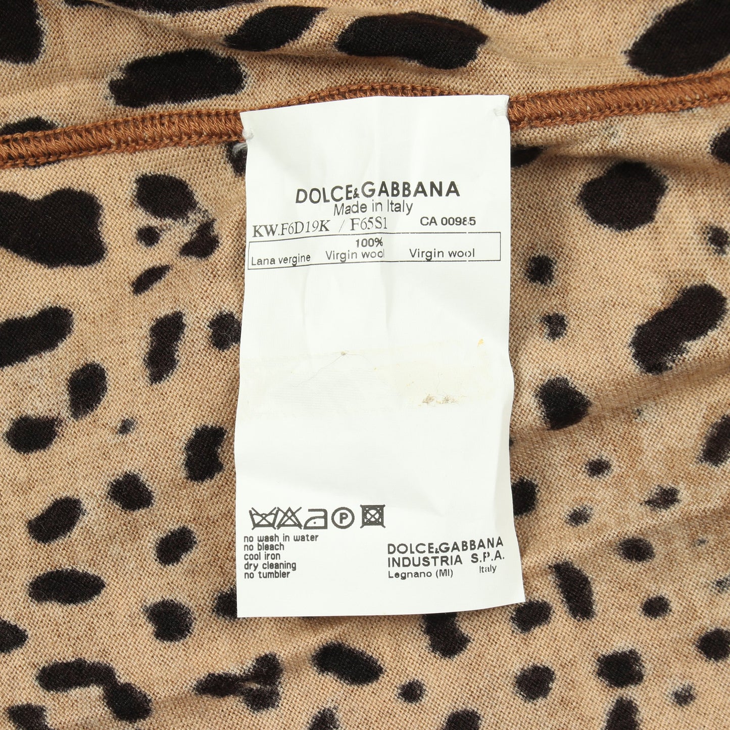 レオパード ノースリーブ ニット ウール ブラウン マルチカラー ドルチェアンドガッバーナ トップス DOLCE&GABBANA