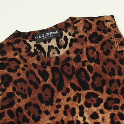 レオパード ノースリーブ ニット ウール ブラウン マルチカラー ドルチェアンドガッバーナ トップス DOLCE&GABBANA