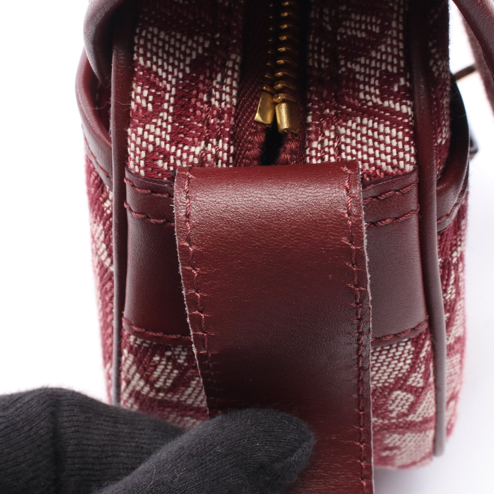 トロッター メッセンジャーバッグ ショルダーバッグ キャンバス レザー ボルドー ベージュ クリスチャンディオール バッグ Christian Dior