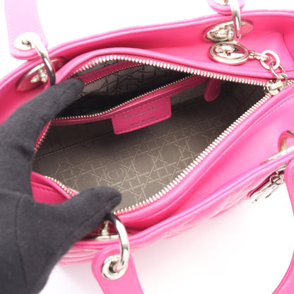 LADY DIOR レディディオール カナージュ ハンドバッグ レザー ピンクパープル 2WAY クリスチャンディオール バッグ Christian Dior