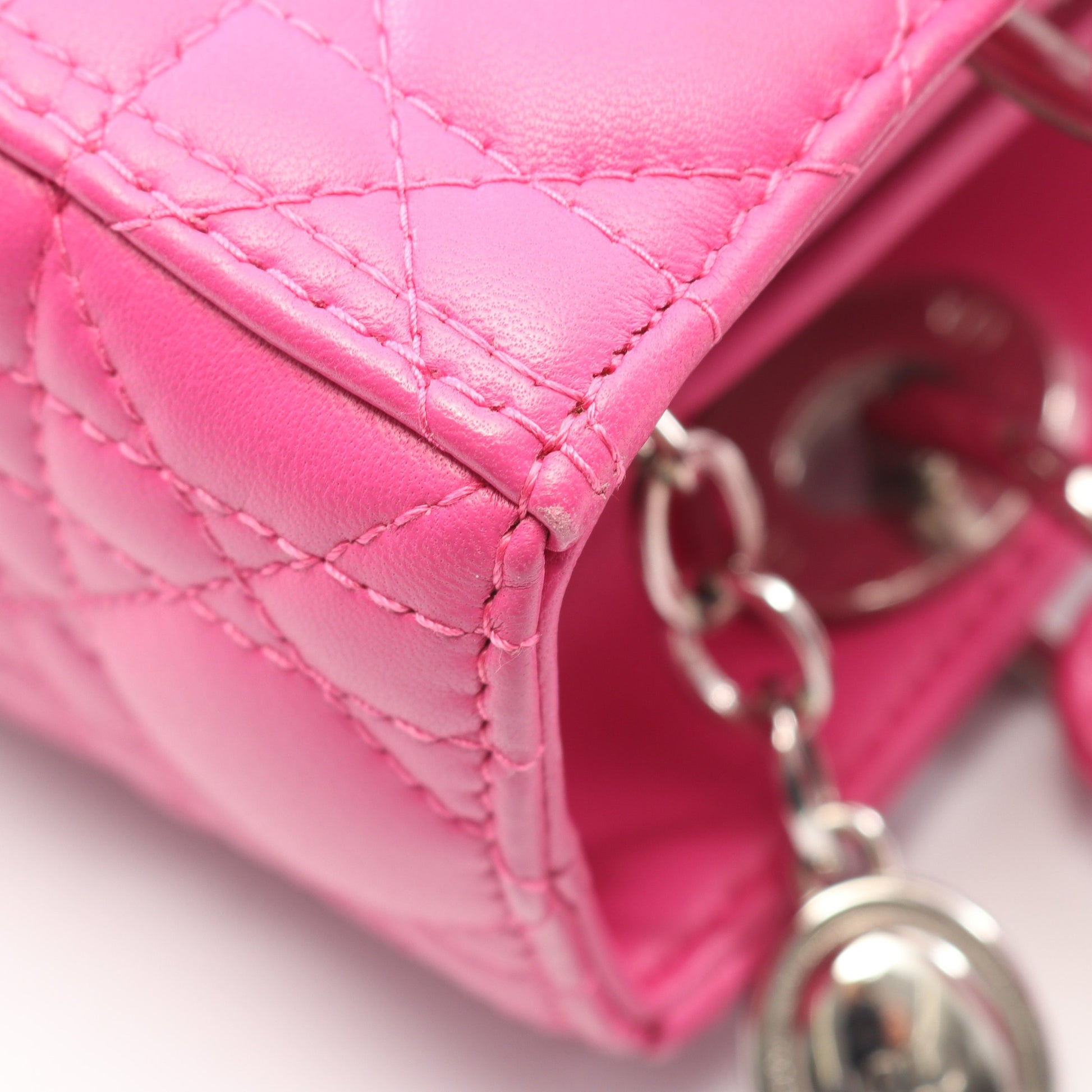 LADY DIOR レディディオール カナージュ ハンドバッグ レザー ピンクパープル 2WAY クリスチャンディオール バッグ Christian Dior