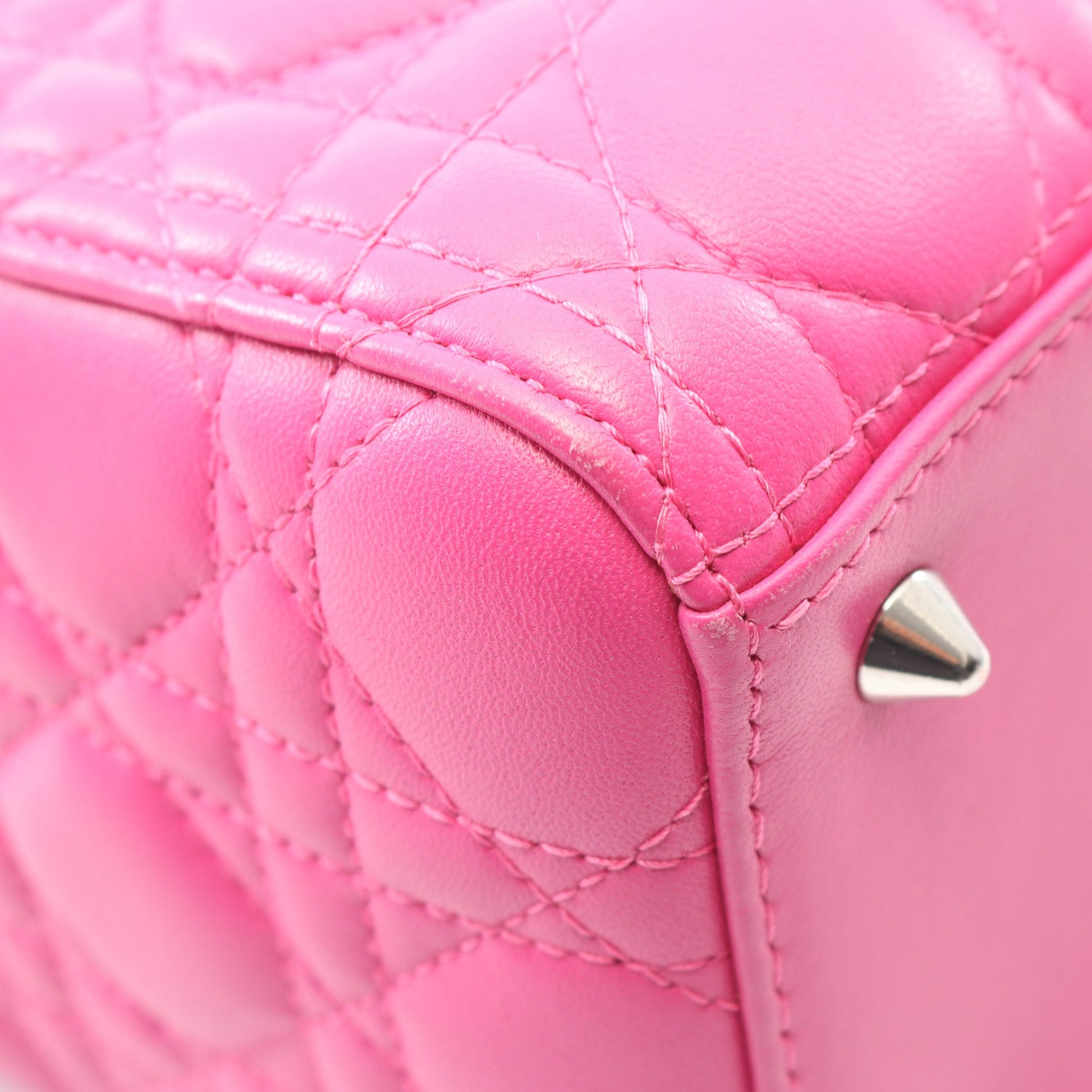 LADY DIOR レディディオール カナージュ ハンドバッグ レザー ピンクパープル 2WAY クリスチャンディオール バッグ Christian Dior