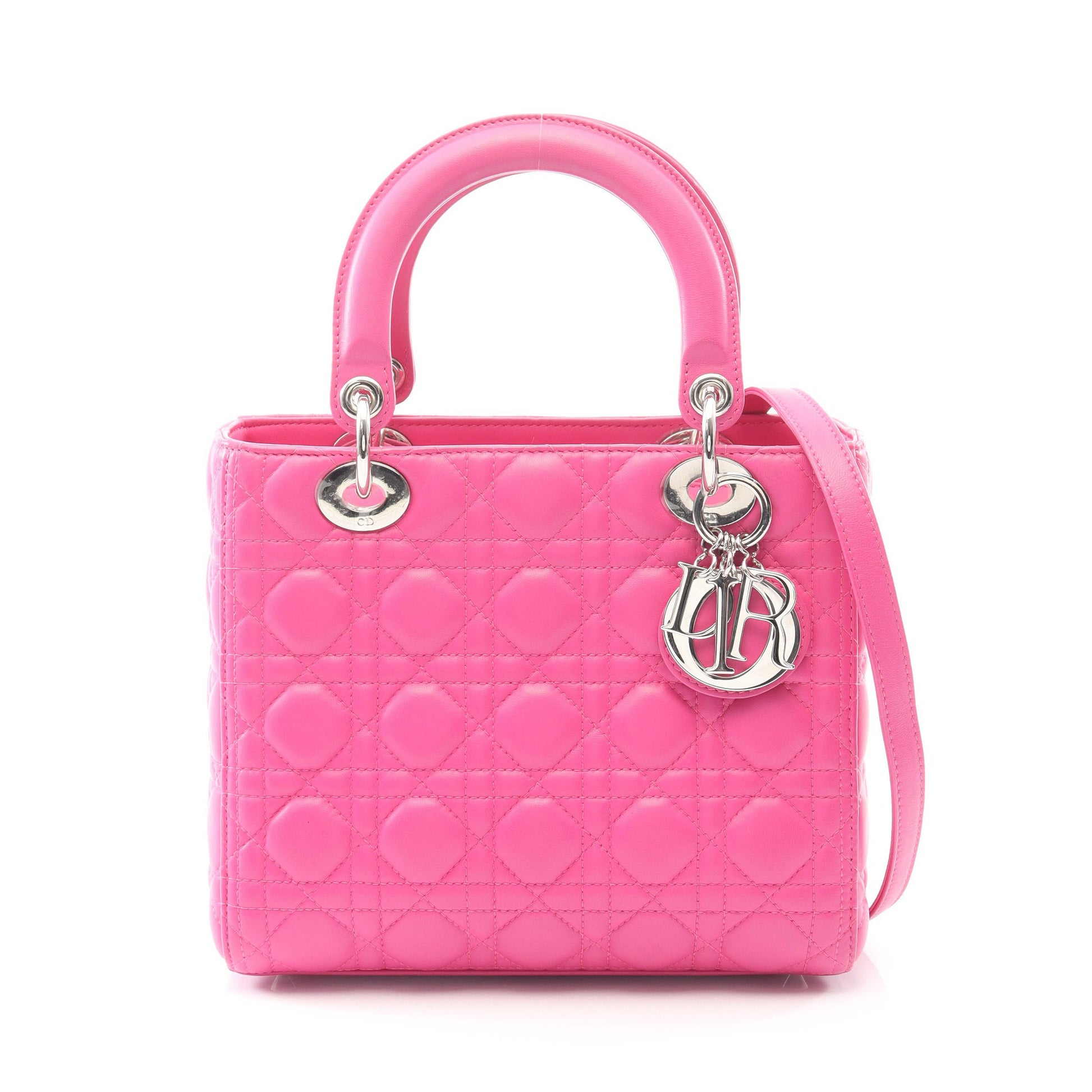 LADY DIOR レディディオール カナージュ ハンドバッグ レザー ピンクパープル 2WAY クリスチャンディオール バッグ Christian Dior