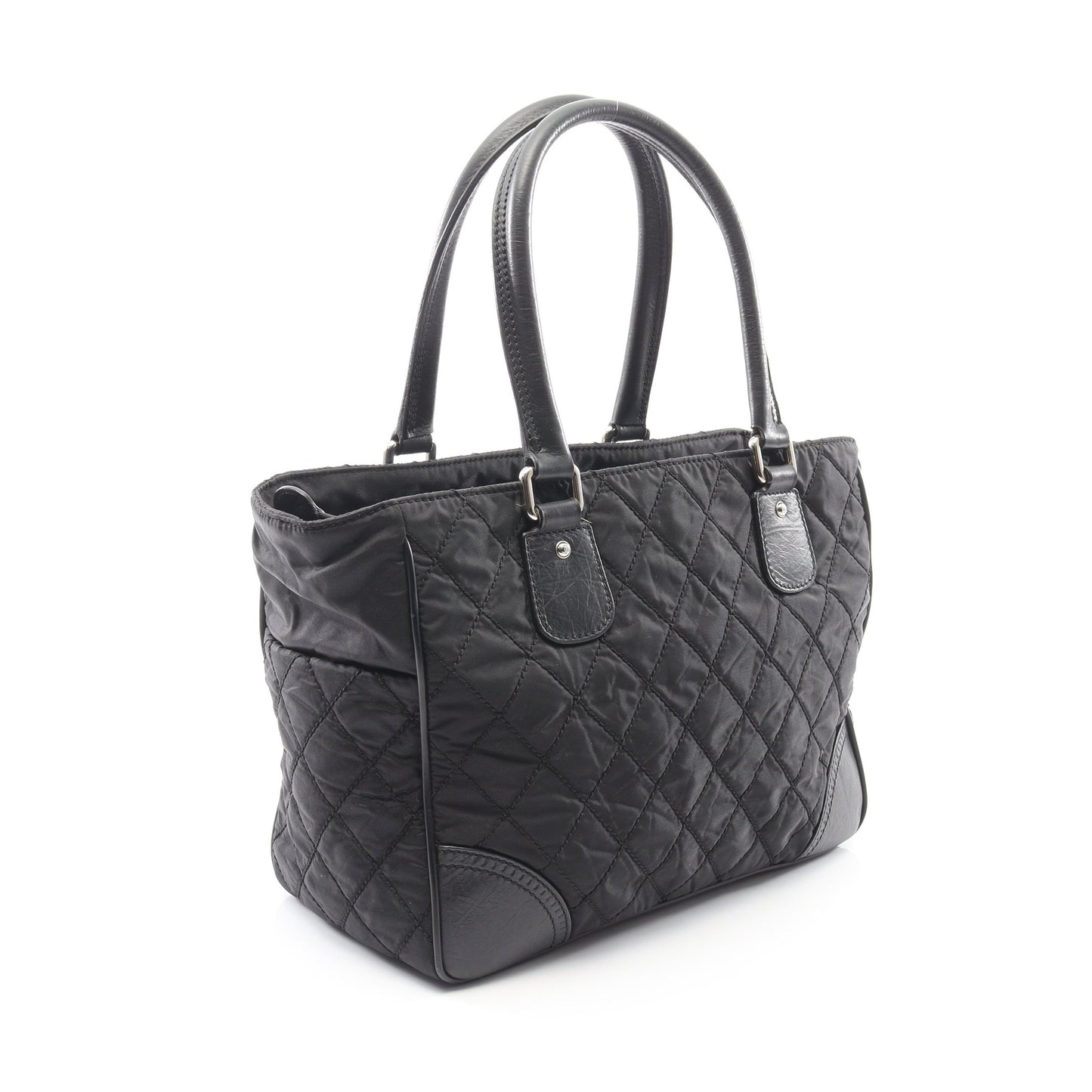 パリニューヨークライン ハンドバッグ トートバッグ ナイロン レザー ブラック シルバー金具 シャネル バッグ CHANEL