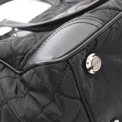 パリニューヨークライン ハンドバッグ トートバッグ ナイロン レザー ブラック シルバー金具 シャネル バッグ CHANEL