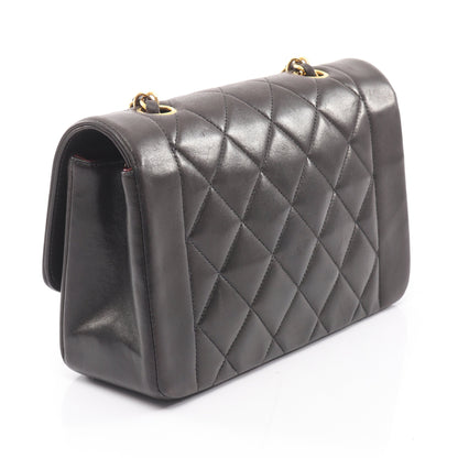 マトラッセ ダイアナフラップ チェーンショルダーバッグ ラムスキン ブラック ゴールド金具 シャネル バッグ CHANEL