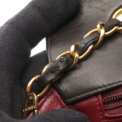 マトラッセ ダイアナフラップ チェーンショルダーバッグ ラムスキン ブラック ゴールド金具 シャネル バッグ CHANEL