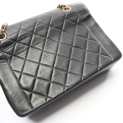 マトラッセ ダイアナフラップ チェーンショルダーバッグ ラムスキン ブラック ゴールド金具 シャネル バッグ CHANEL