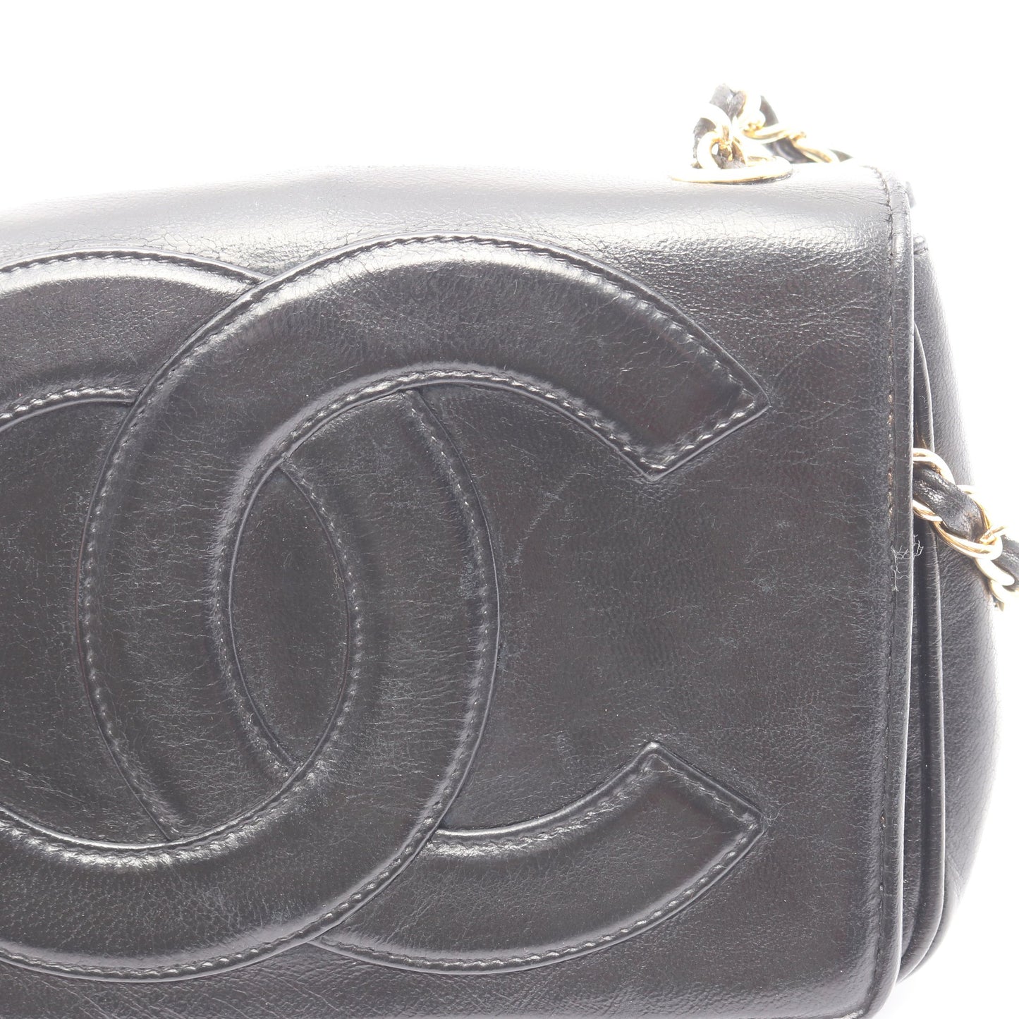 デカココマーク チェーンショルダーバッグ ラムスキン ブラック ゴールド金具 シャネル バッグ CHANEL
