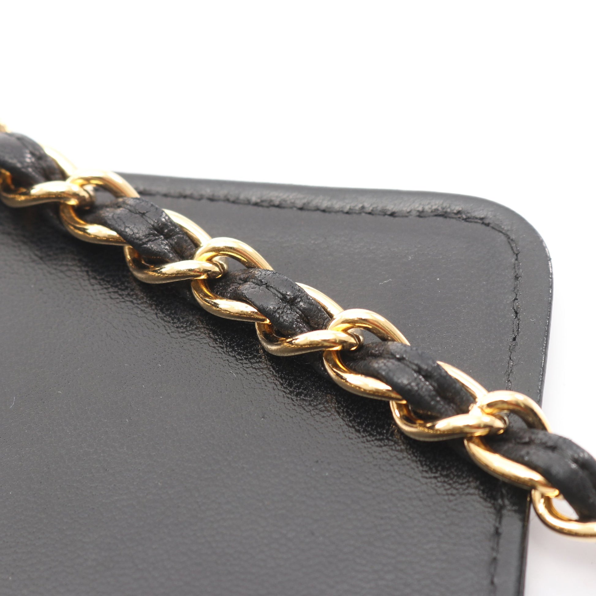 デカココマーク チェーンショルダーバッグ ラムスキン ブラック ゴールド金具 シャネル バッグ CHANEL