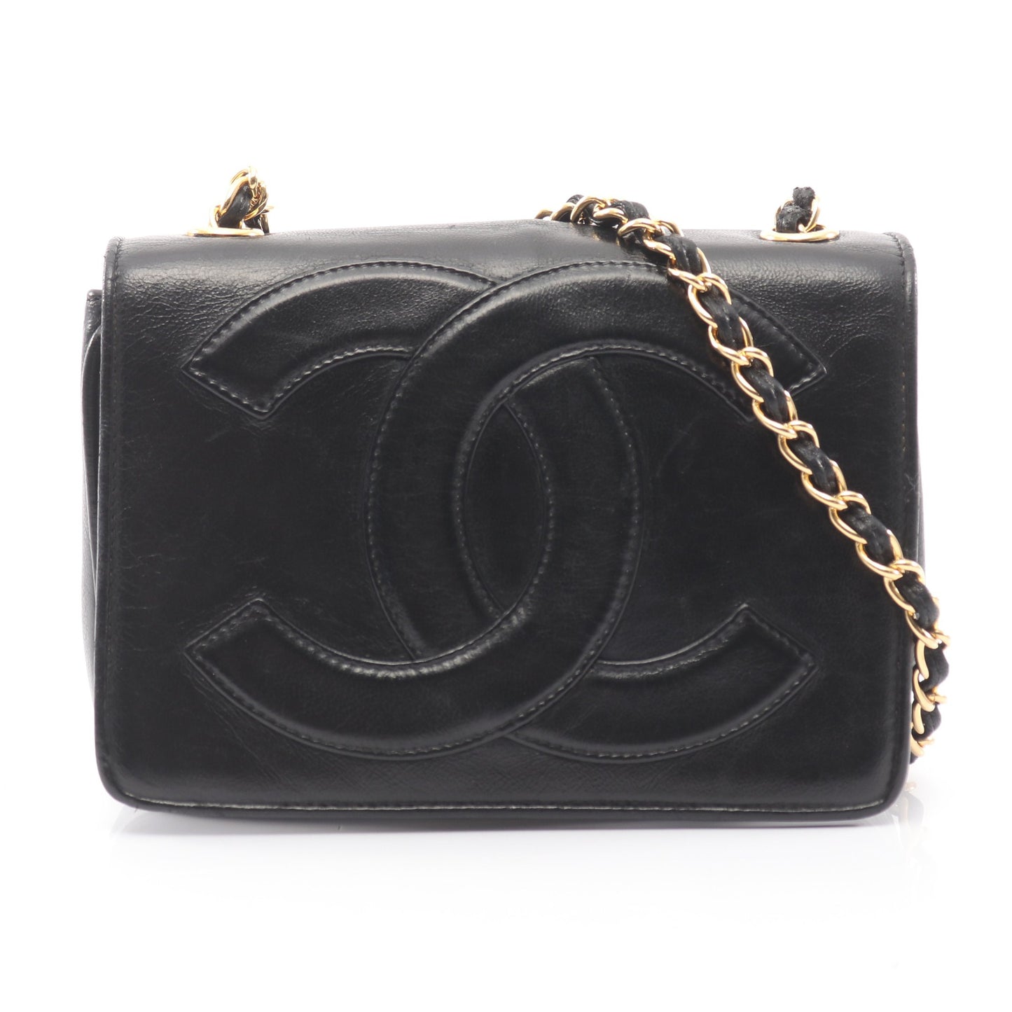 デカココマーク チェーンショルダーバッグ ラムスキン ブラック ゴールド金具 シャネル バッグ CHANEL