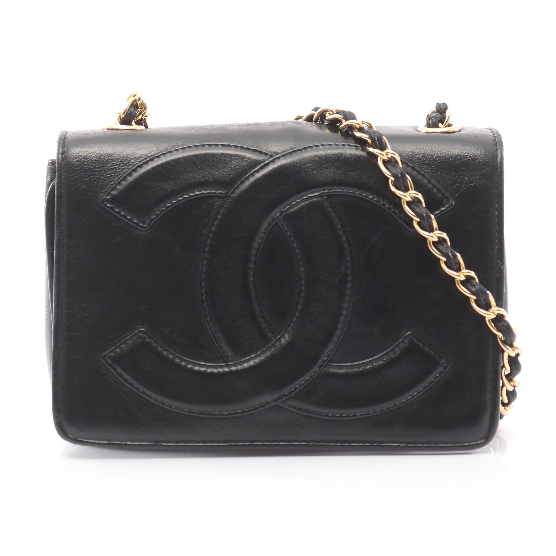 デカココマーク チェーンショルダーバッグ ラムスキン ブラック ゴールド金具 シャネル バッグ CHANEL