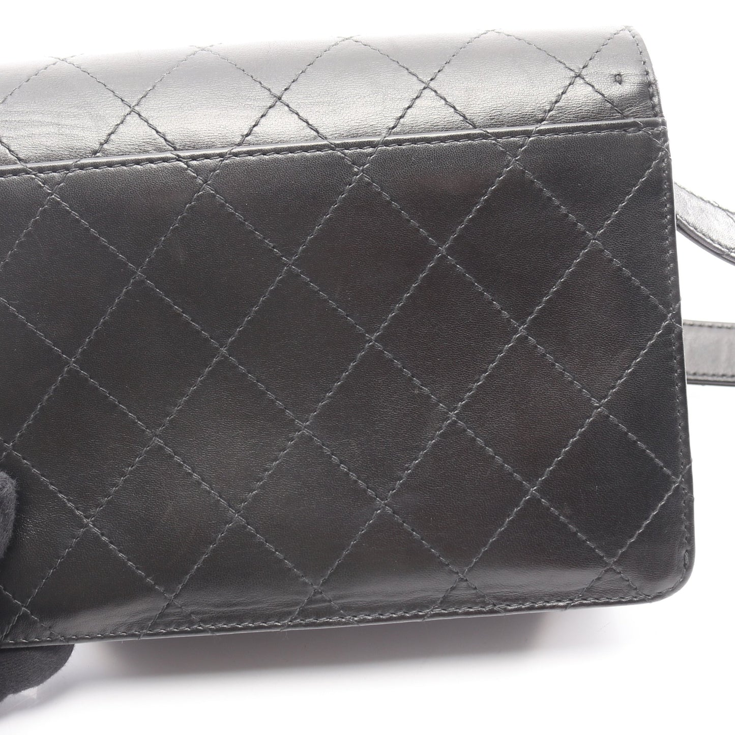 マトラッセ ショルダーバッグ ターンロック ラムスキン ブラック シルバー金具 シャネル バッグ CHANEL