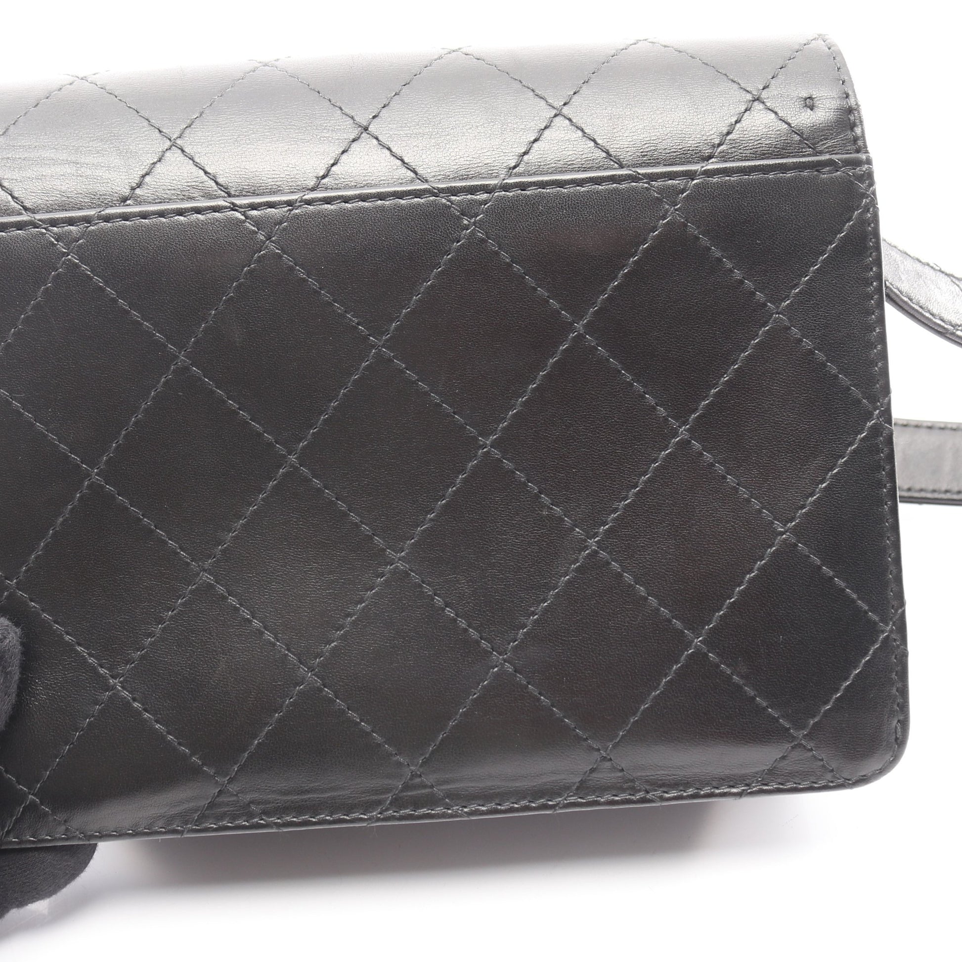 マトラッセ ショルダーバッグ ターンロック ラムスキン ブラック シルバー金具 シャネル バッグ CHANEL