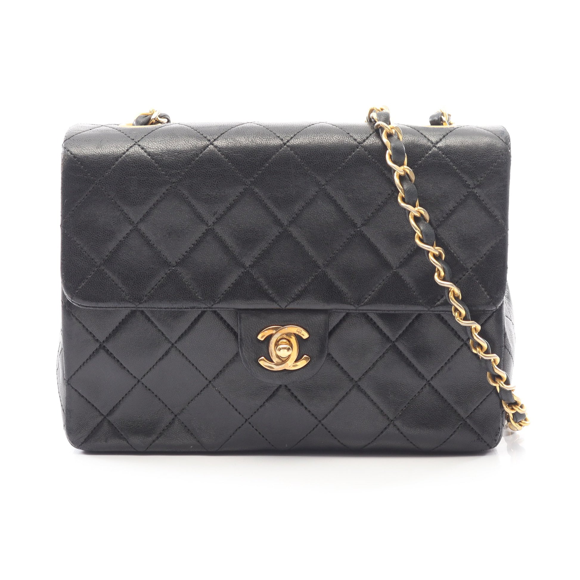 ミニマトラッセ20 チェーンショルダーバッグ ラムスキン ブラック ゴールド金具 ヴィンテージ シャネル バッグ CHANEL