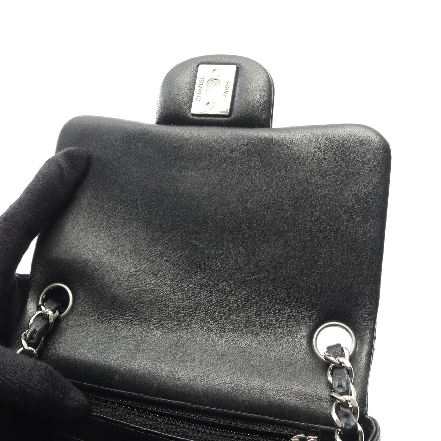 ミニマトラッセ チェーンショルダーバッグ ラムスキン ブラック シルバー金具 シャネル バッグ CHANEL