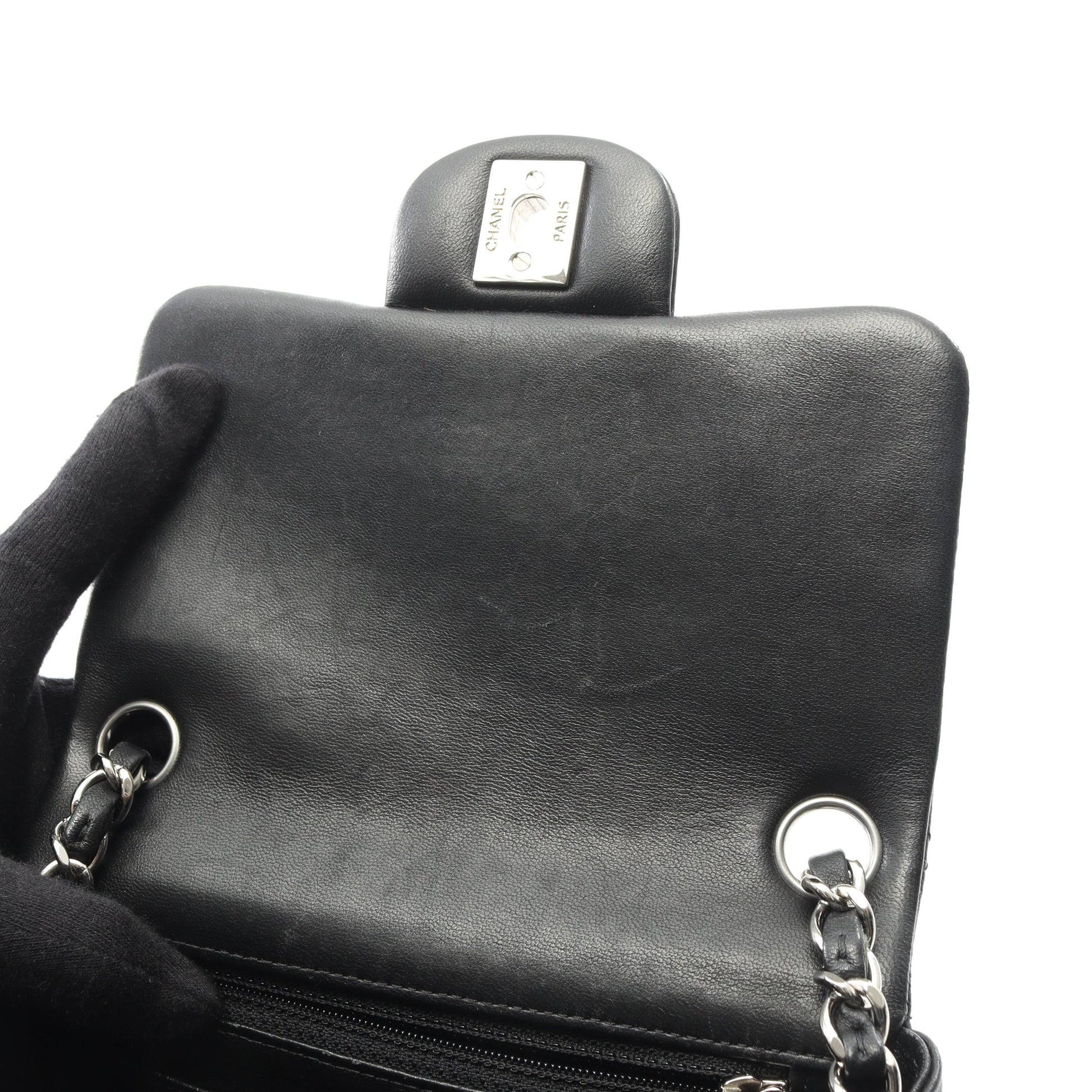 ミニマトラッセ チェーンショルダーバッグ ラムスキン ブラック シルバー金具 シャネル バッグ CHANEL