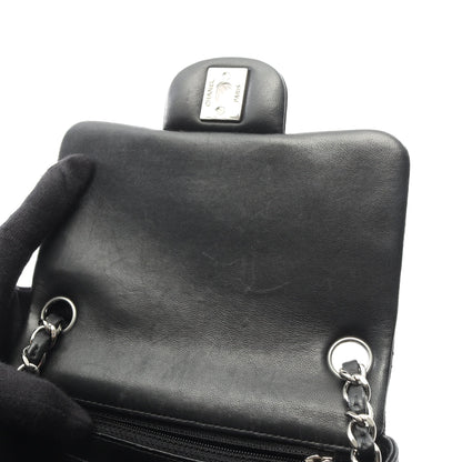 ミニマトラッセ チェーンショルダーバッグ ラムスキン ブラック シルバー金具 シャネル バッグ CHANEL