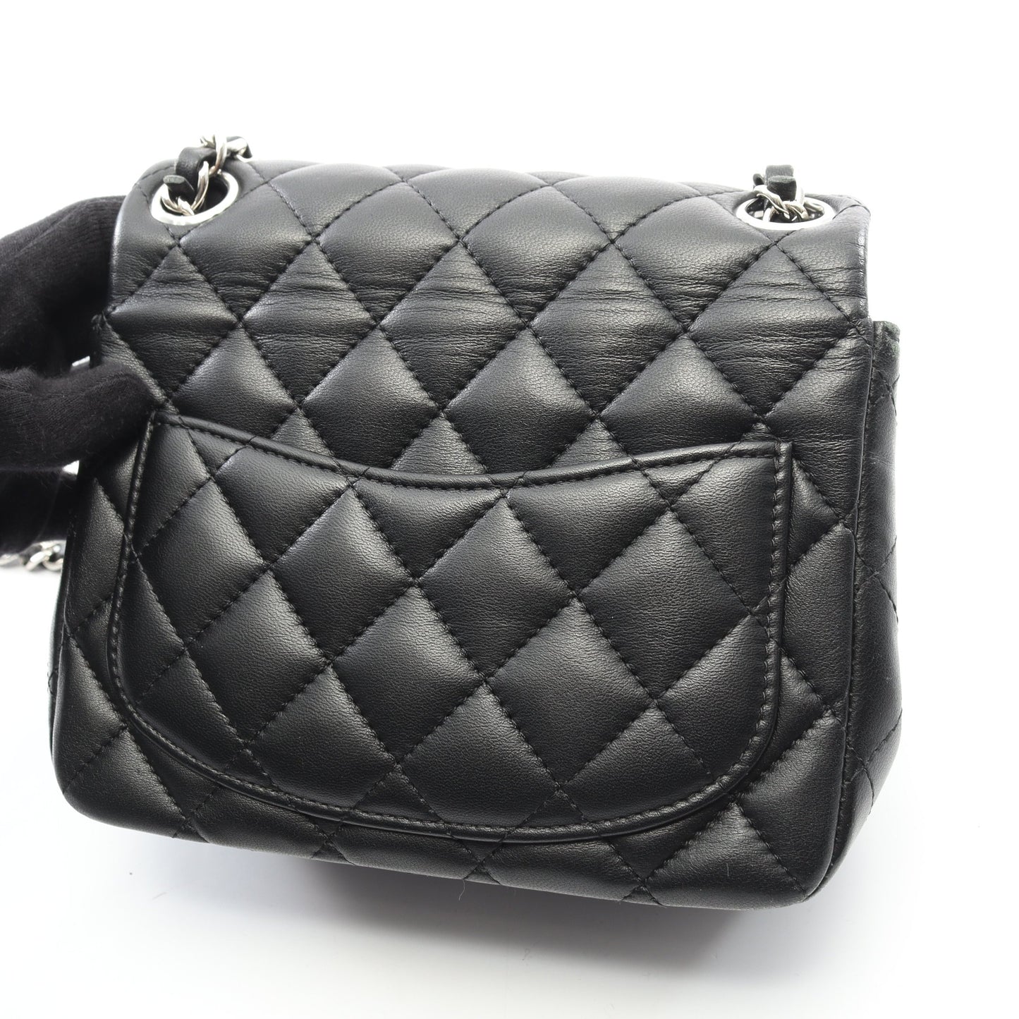 ミニマトラッセ チェーンショルダーバッグ ラムスキン ブラック シルバー金具 シャネル バッグ CHANEL