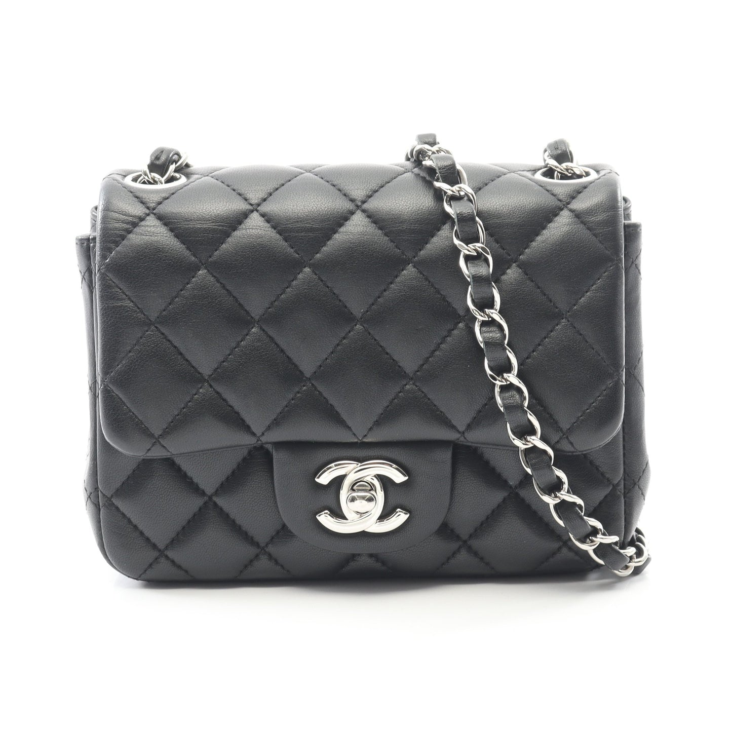 ミニマトラッセ チェーンショルダーバッグ ラムスキン ブラック シルバー金具 シャネル バッグ CHANEL
