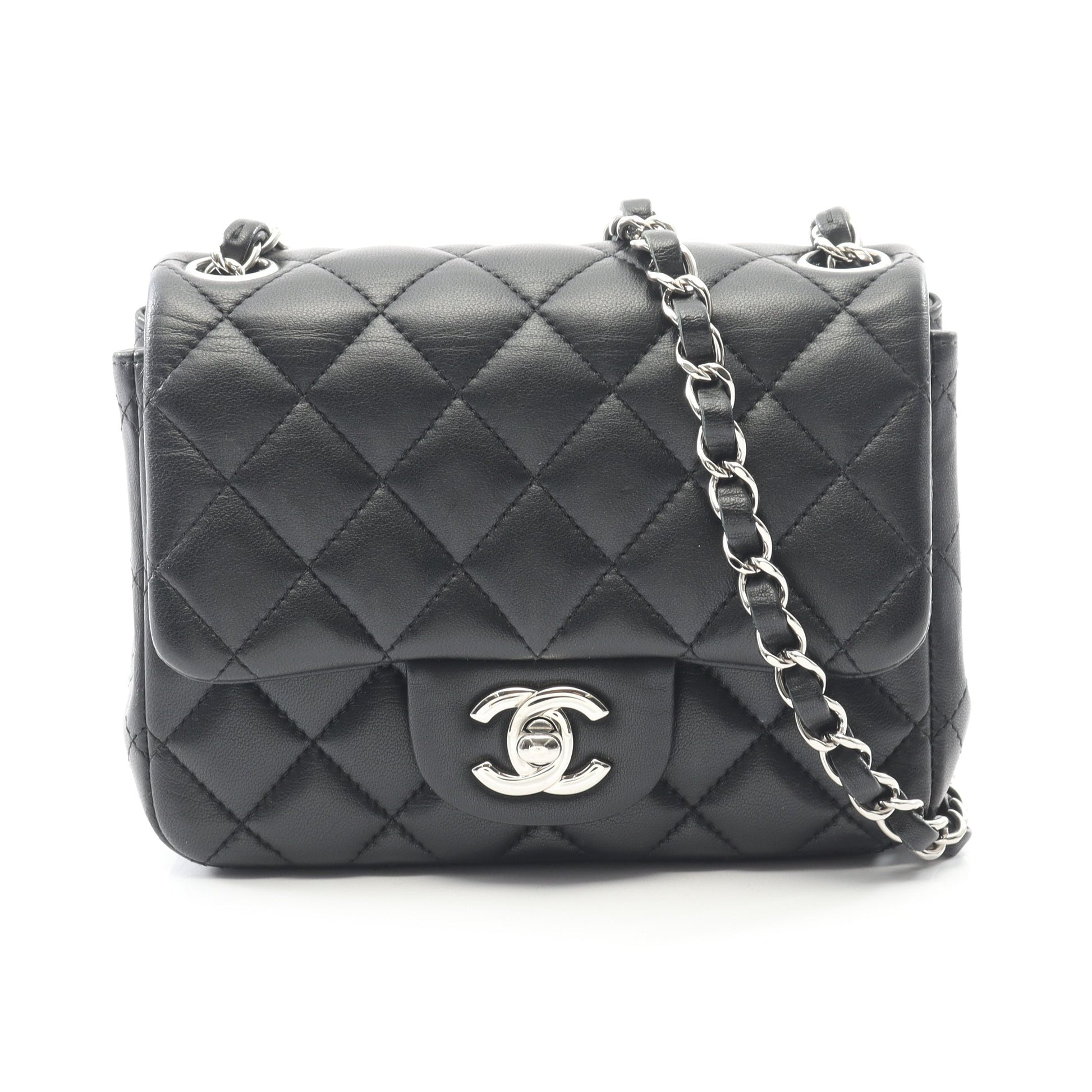 ミニマトラッセ チェーンショルダーバッグ ラムスキン ブラック シルバー金具 シャネル バッグ CHANEL