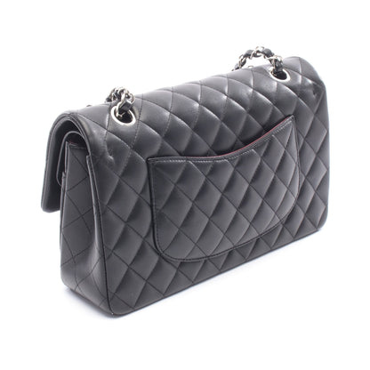 マトラッセ Wフラップ Wチェーンショルダーバッグ ラムスキン ブラック シルバー金具 シャネル バッグ CHANEL