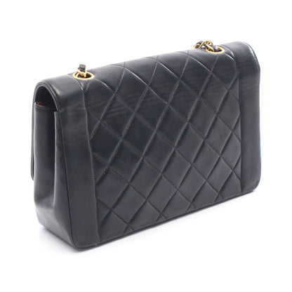 マトラッセ ダイアナフラップ チェーンショルダーバッグ ラムスキン ブラック ゴールド金具 シャネル バッグ CHANEL