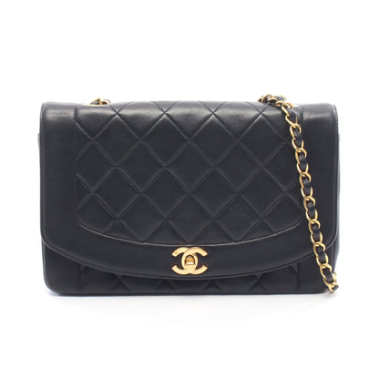 マトラッセ ダイアナフラップ チェーンショルダーバッグ ラムスキン ブラック ゴールド金具 シャネル バッグ CHANEL