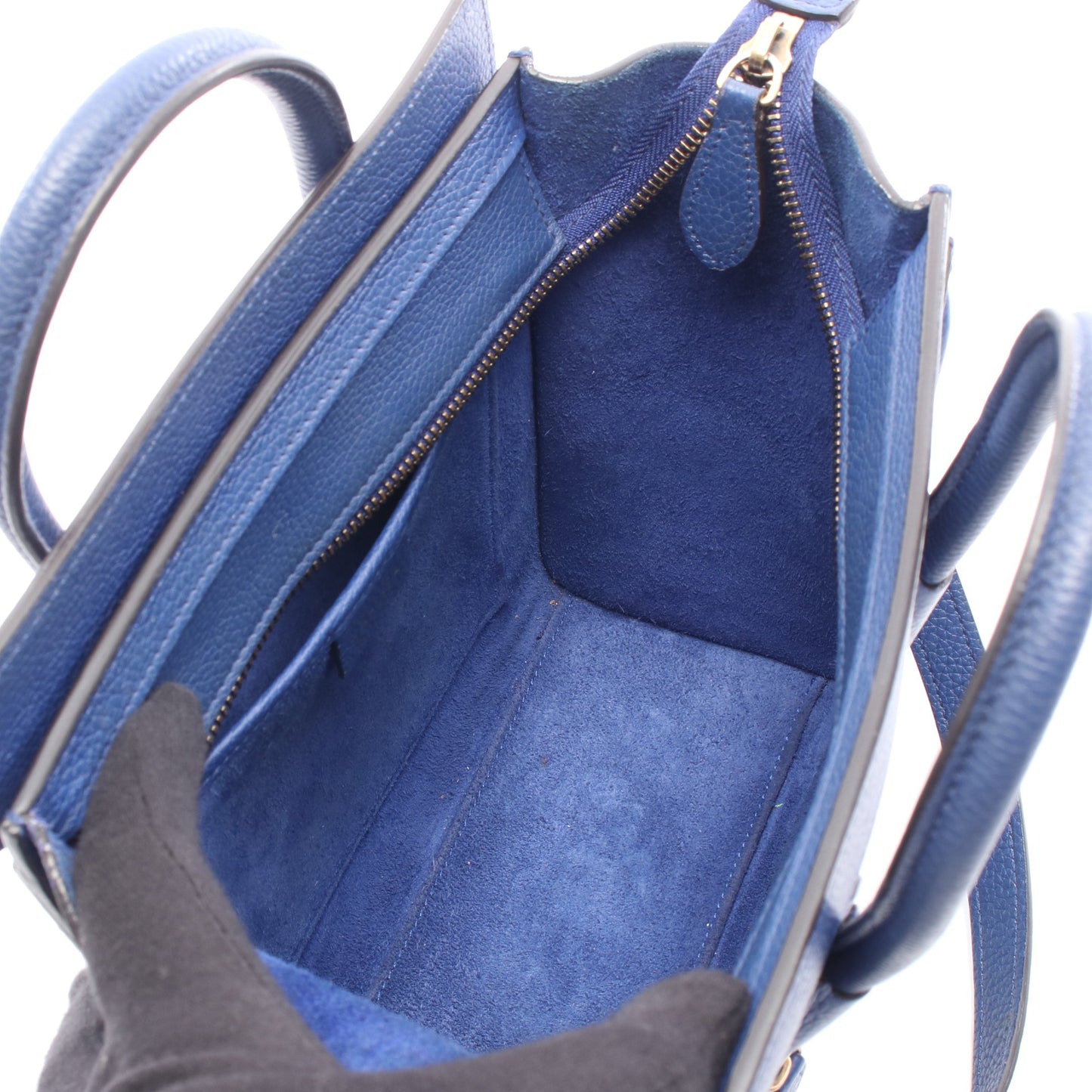 ラゲージ ナノショッパー ハンドバッグ レザー ブルー 2WAY セリーヌ バッグ CELINE