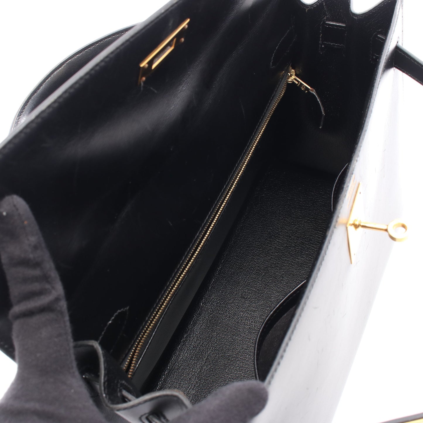 ケリー32 ハンドバッグ ボックスカーフ ブラック ゴールド金具 外縫い 2WAY ○Y刻印 エルメス バッグ HERMES