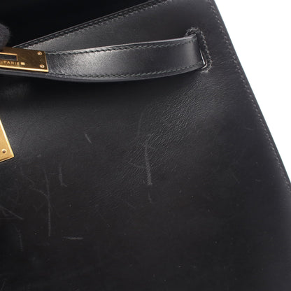 ケリー32 ハンドバッグ ボックスカーフ ブラック ゴールド金具 外縫い 2WAY ○Y刻印 エルメス バッグ HERMES
