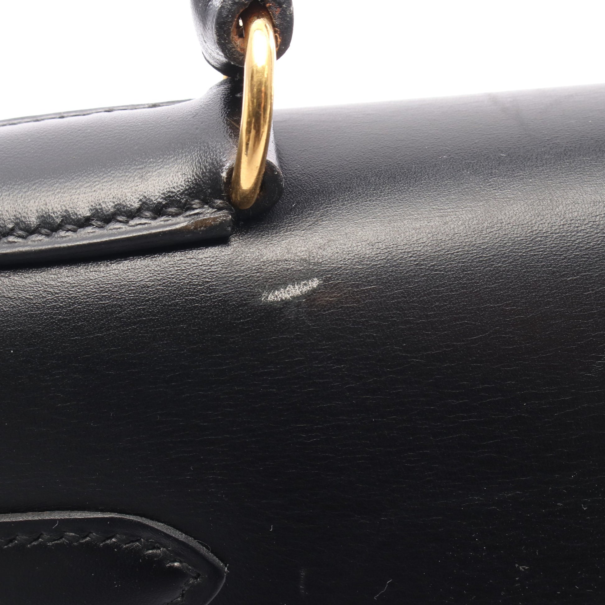 ケリー32 ハンドバッグ ボックスカーフ ブラック ゴールド金具 外縫い 2WAY ○Y刻印 エルメス バッグ HERMES