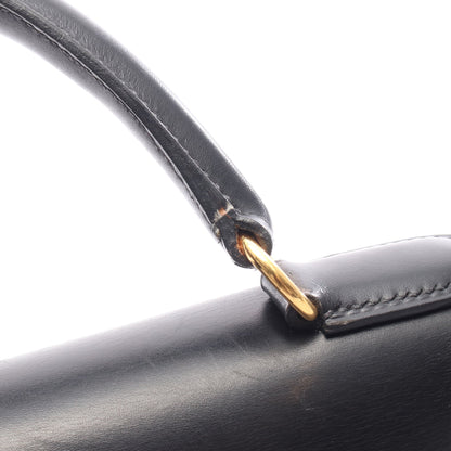 ケリー32 ハンドバッグ ボックスカーフ ブラック ゴールド金具 外縫い 2WAY ○Y刻印 エルメス バッグ HERMES