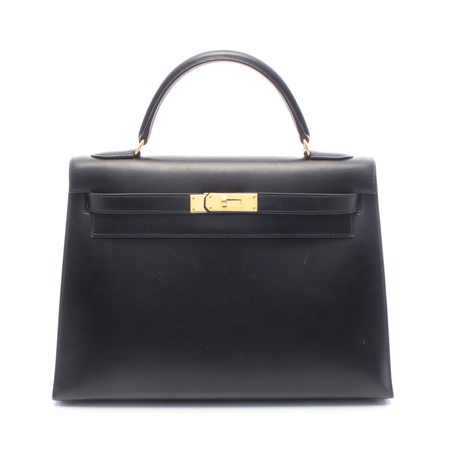 ケリー32 ハンドバッグ ボックスカーフ ブラック ゴールド金具 外縫い 2WAY ○Y刻印 エルメス バッグ HERMES