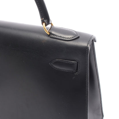 ケリー32 ハンドバッグ ボックスカーフ ブラック ゴールド金具 外縫い 2WAY ○Y刻印 エルメス バッグ HERMES