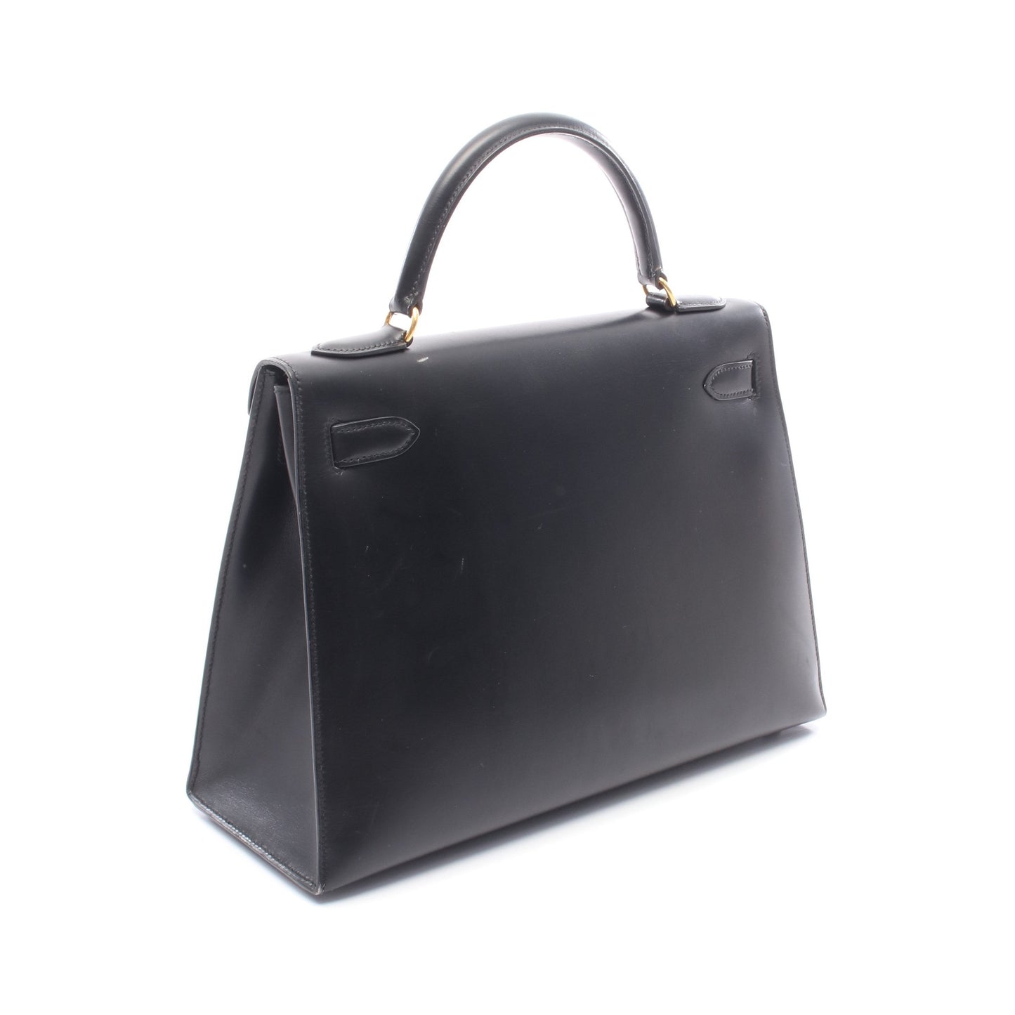 ケリー32 ハンドバッグ ボックスカーフ ブラック ゴールド金具 外縫い 2WAY ○Y刻印 エルメス バッグ HERMES