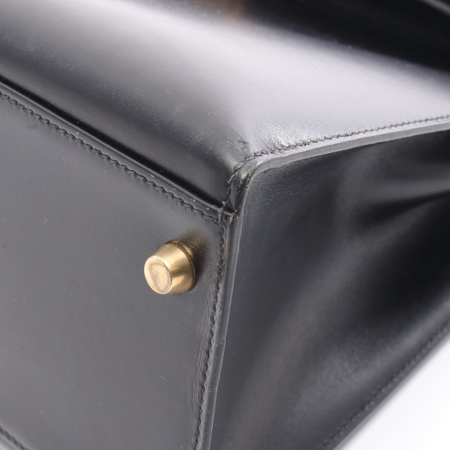 ケリー32 ハンドバッグ ボックスカーフ ブラック ゴールド金具 外縫い 2WAY ○Y刻印 エルメス バッグ HERMES