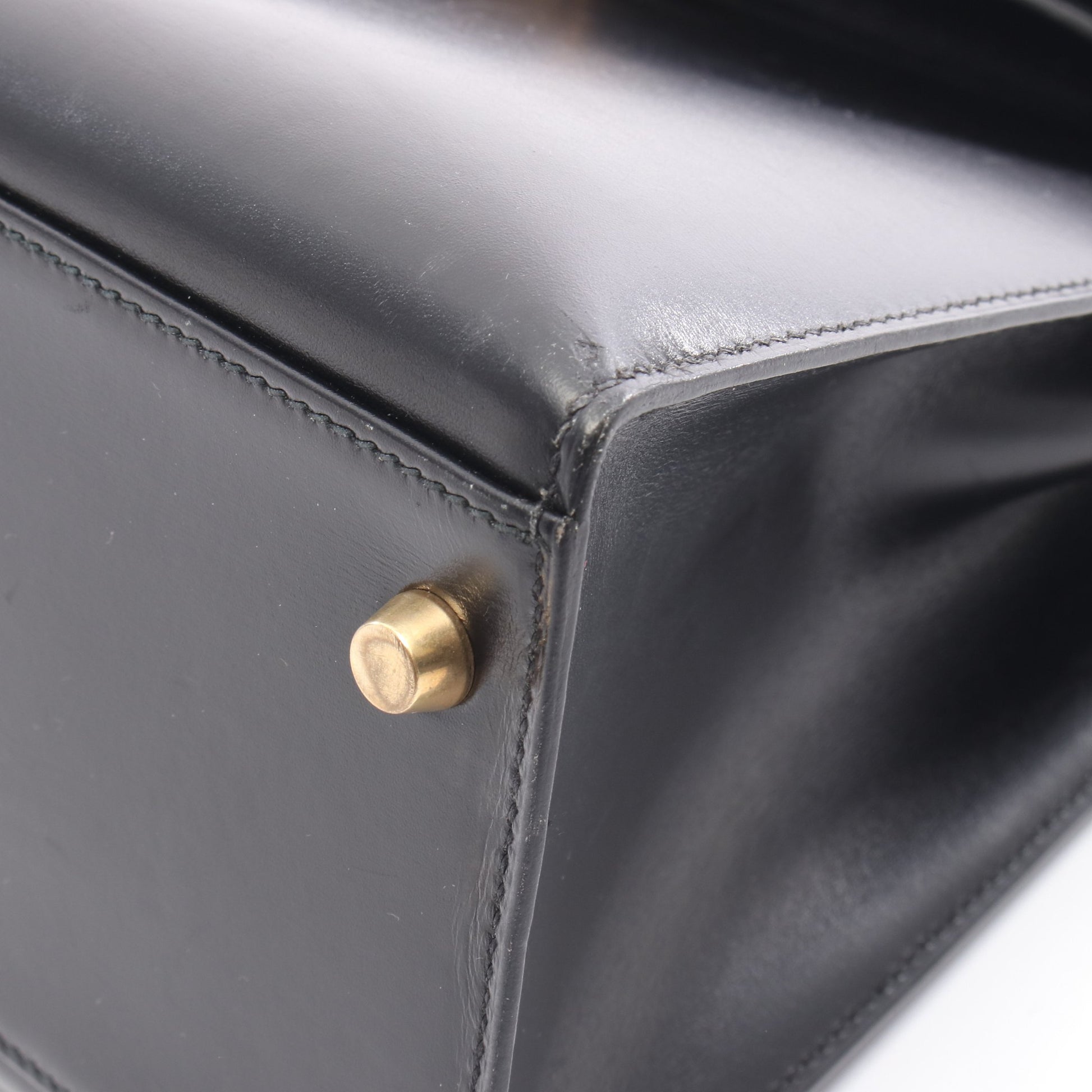ケリー32 ハンドバッグ ボックスカーフ ブラック ゴールド金具 外縫い 2WAY ○Y刻印 エルメス バッグ HERMES