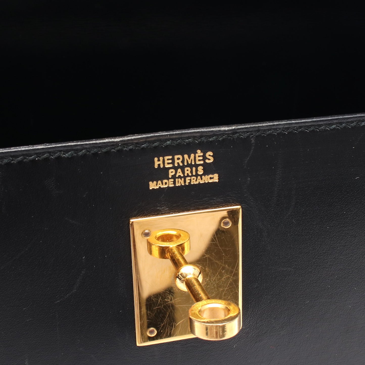 ケリー32 ハンドバッグ ボックスカーフ ブラック ゴールド金具 外縫い 2WAY ○Y刻印 エルメス バッグ HERMES