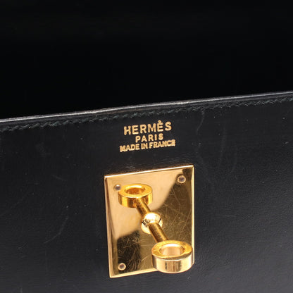 ケリー32 ハンドバッグ ボックスカーフ ブラック ゴールド金具 外縫い 2WAY ○Y刻印 エルメス バッグ HERMES