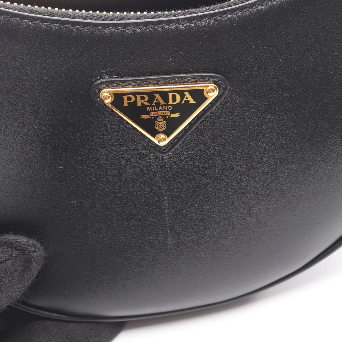 SOFT CALF アーケ ハンドバッグ レザー ブラック 2WAY プラダ バッグ PRADA