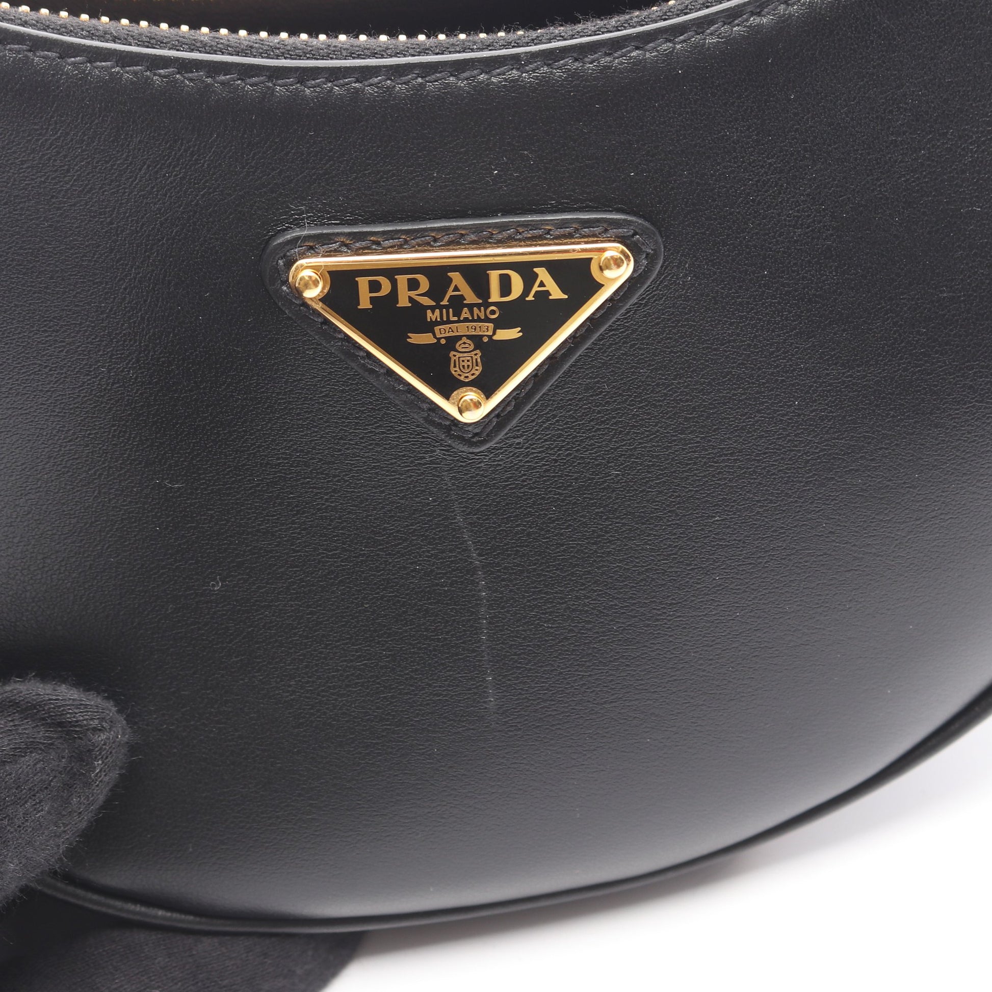 SOFT CALF アーケ ハンドバッグ レザー ブラック 2WAY プラダ バッグ PRADA
