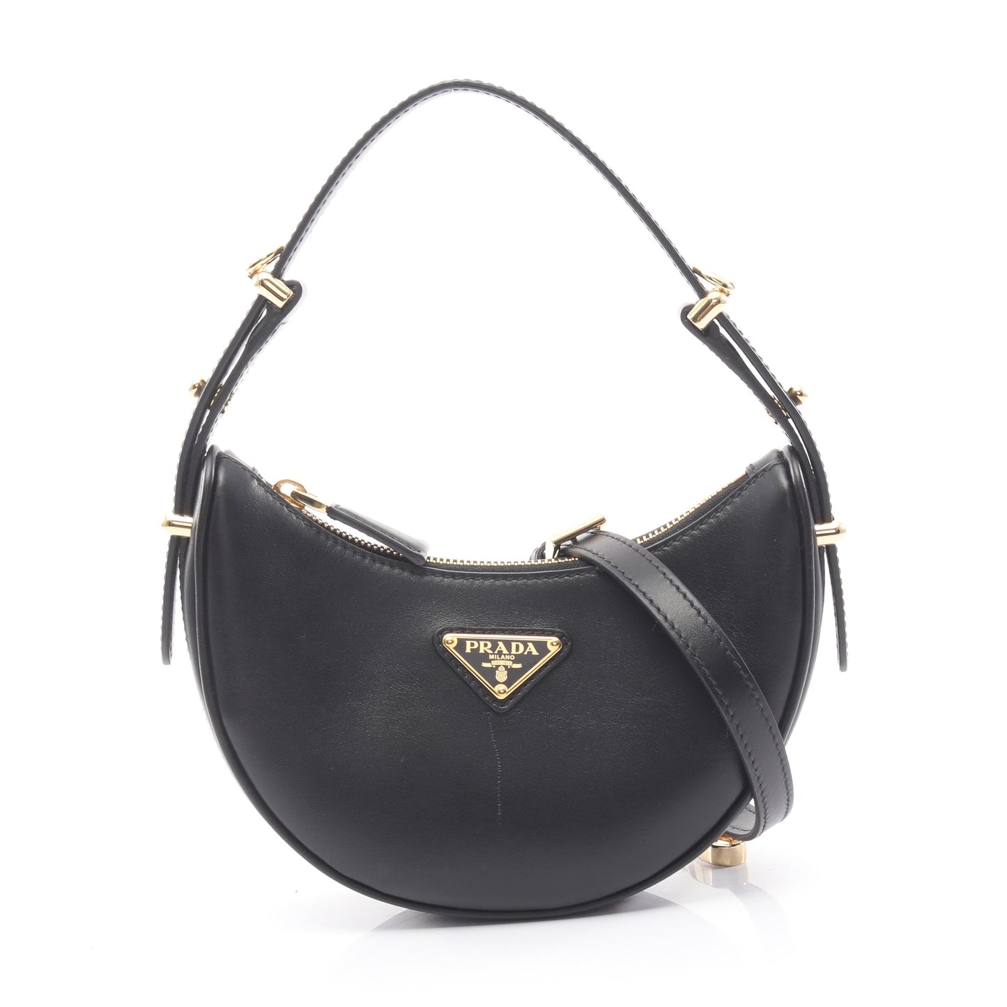 SOFT CALF アーケ ハンドバッグ レザー ブラック 2WAY プラダ バッグ PRADA