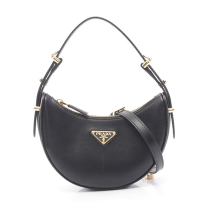 SOFT CALF アーケ ハンドバッグ レザー ブラック 2WAY プラダ バッグ PRADA