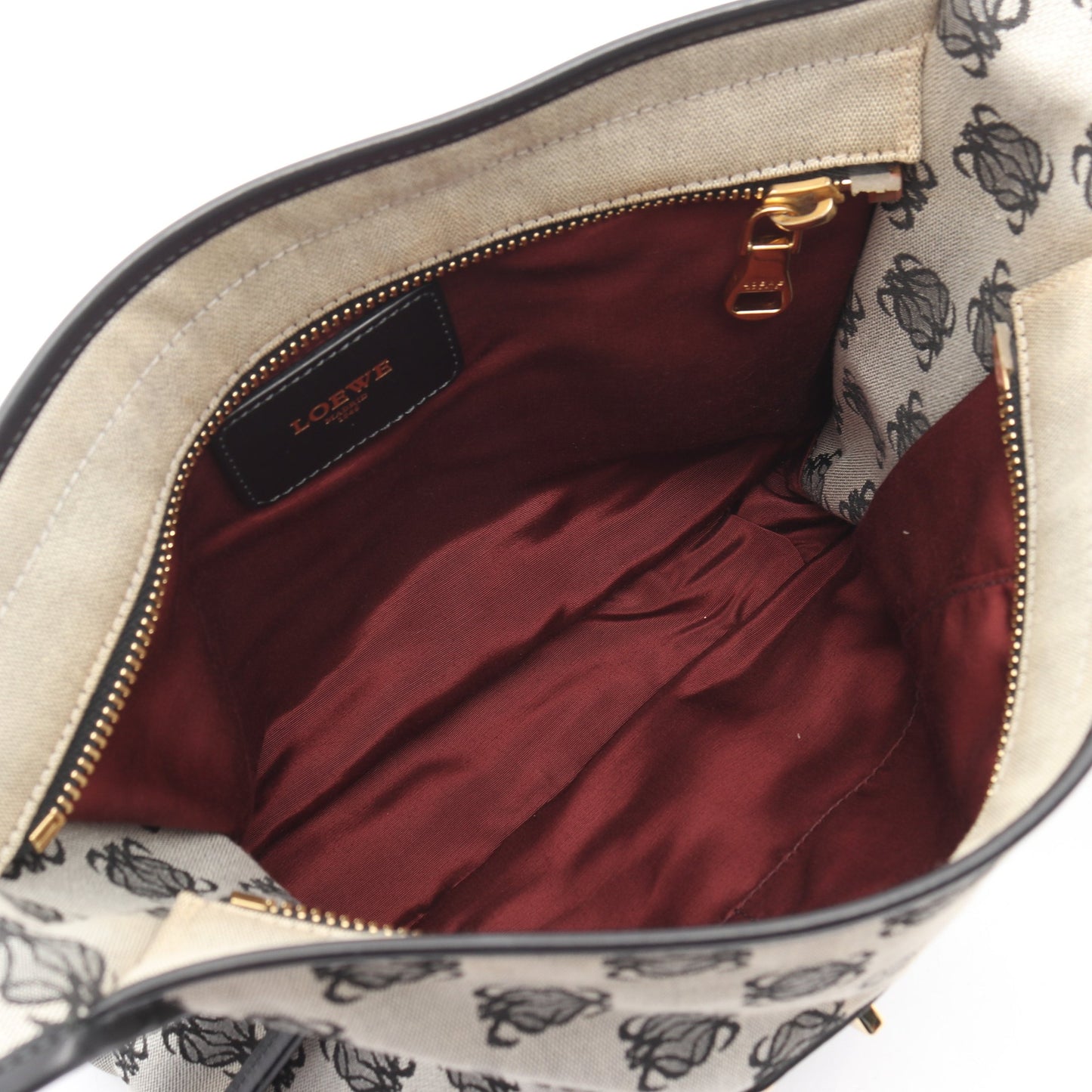 アナグラム ショルダーバッグ キャンバス レザー ブラック アイボリー ロエベ バッグ LOEWE